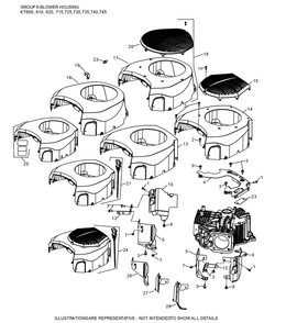 Kt735-3102 Blower Housing Diagram and Parts List for KT735-3102  Cub Cadet Lawn Tractor